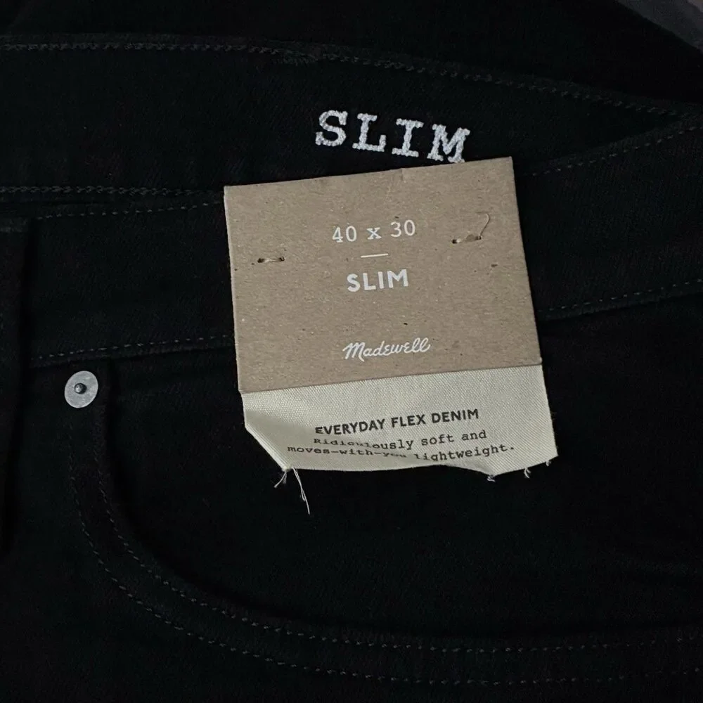Madewell Jeans Mens 42x30 (tag 40x30) Black Straight Flex Denim Slim NG296 NWT